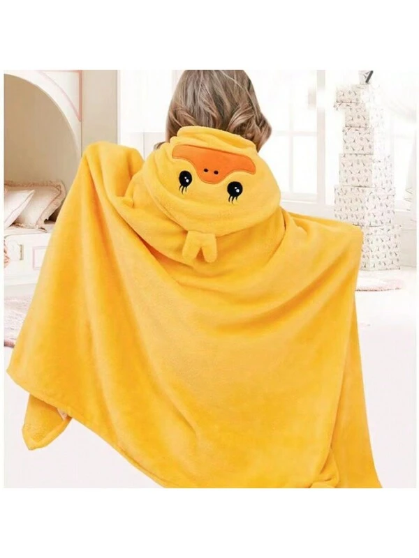 1pc Cartoon Hooded Toddler Bath Towel, Baby Bathrobe, Perfect For Bathroom, Bedroom, Beach Or Home Use Little Yellow Duck