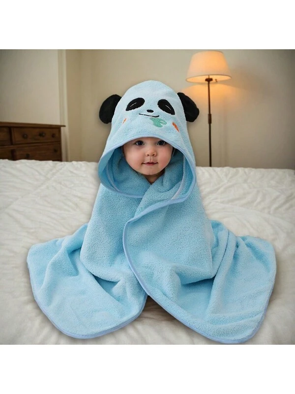 1pc Cute Cartoon Animal Design Baby Hooded Towel Robe, Coral Fleece Ultrasoft And Absorbent, 31.49 X 34.19 Inch, Suitable For Bathroom, Bedroom, Pool, Beach, Also As Blanket Multiple Styles Available
